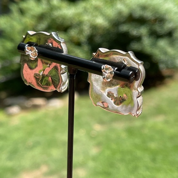 Stunning Sterling and 14k Modernist Statement Earrings (.925, 14k) - Picture 3 of 3